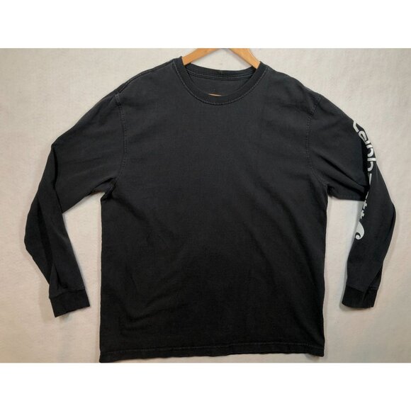 Carhartt Original Fit T-Shirt K231 Black Long Sleeve Logo Tee Shirt Mens Large L - Picture 1 of 6